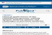 Clinical applications of the CRISPR/Cas9 genome-editing system: Delivery options and challenges in precision medicine
